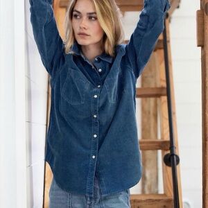 NWT Marea By Liz Joy Western Corduroy Shirt Indigo XS